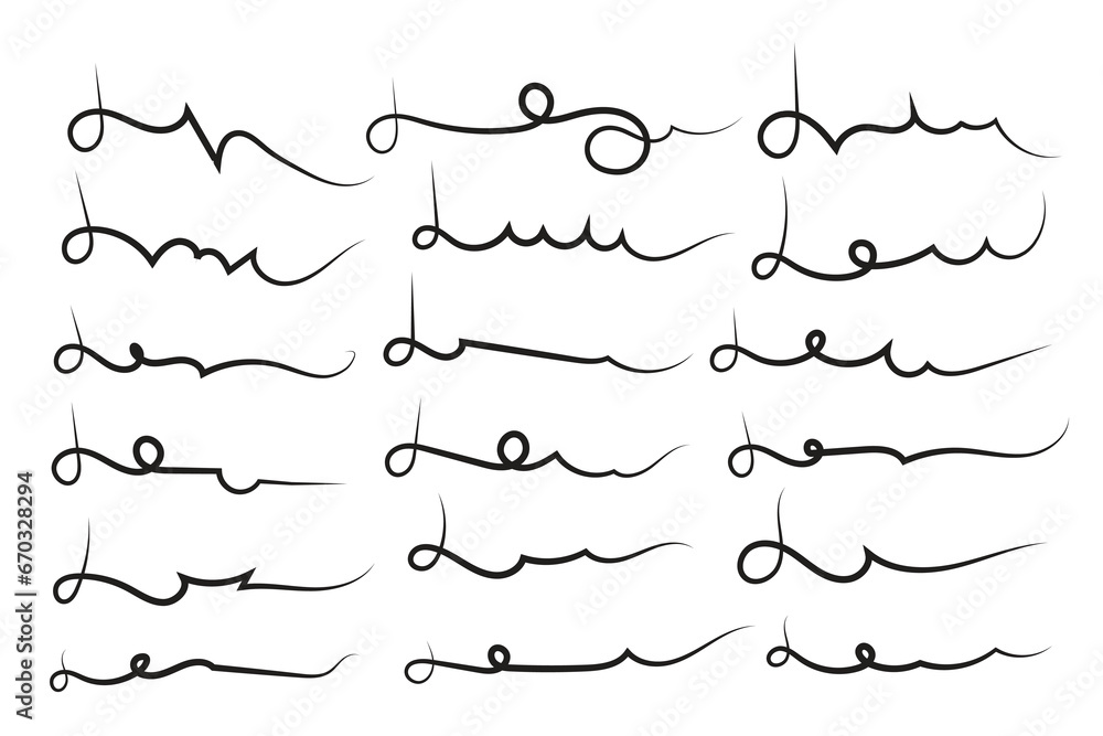 Lettering underline curly swoosh text elements, Typography font curve tail Highlight vector, Text Tails Swooshes Baseball Sign, calligraphy swish wavy decorative swirls, Swirl Lines tail ornaments Lettering underline curly swoosh text elements, Typography font curve tail Highlight vector, Text Tails Swooshes Baseball Sign, calligraphy swish wavy decorative swirls, Swirl Lines tail ornaments