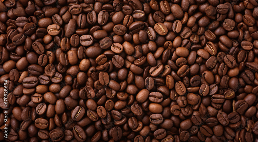 Fototapeta premium coffee beans texture, aerial photography