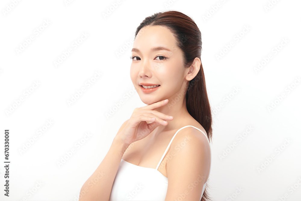 Beautiful young asian woman with clean fresh skin on white background, Face care, Facial treatment, Cosmetology, beauty and spa, Asian women portrait. Beautiful young asian woman with clean fresh skin on white background, Face care, Facial treatment, Cosmetology, beauty and spa, Asian women portrait.