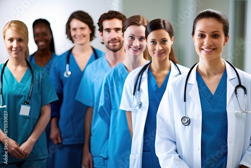standing colleagues hospital smiling group portrait  team medicals group doctor attractive white profession adult success clinic teamwork stethoscope occupation people caucasian medicare