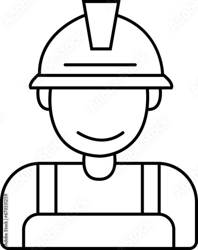 Construction worker icon. Labor, builder, employee, hardhat concept. outline style editable stock. line vector design illustration isolated on Transparent background. Vector Person Profile Avatar.