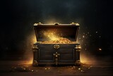 stars sparkles glowing chest treasure opened star sparkling rising gold glow magical box trunk wooden old dark black light lid gift christmas holiday brass lock clasp discovery surprise