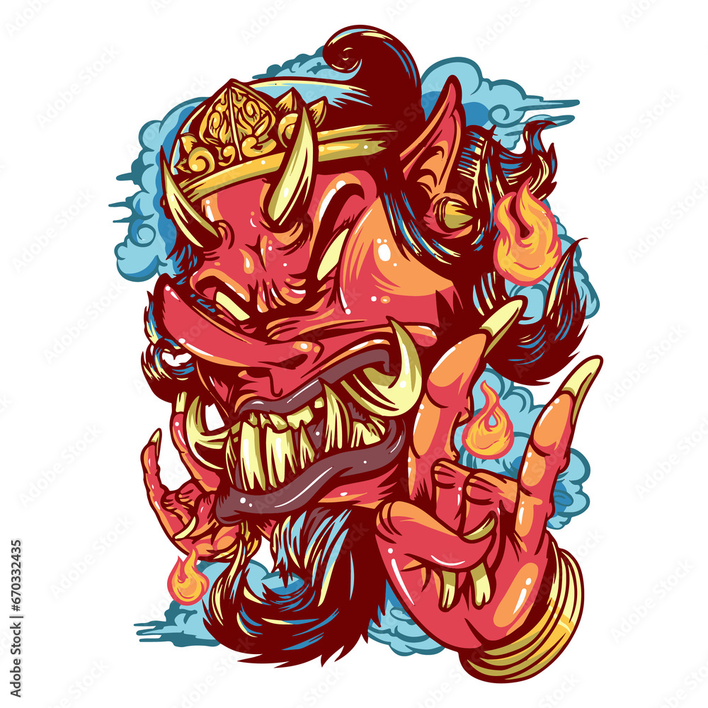 Aggressive awesome illustration in colorful style, suitable for merchandise, souvenir, wall art
