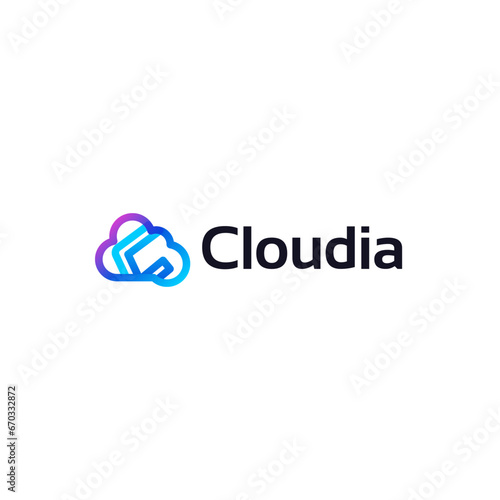 Cloud Storage Logo, File Sharing Logo, Web Hosting Logo, C logo