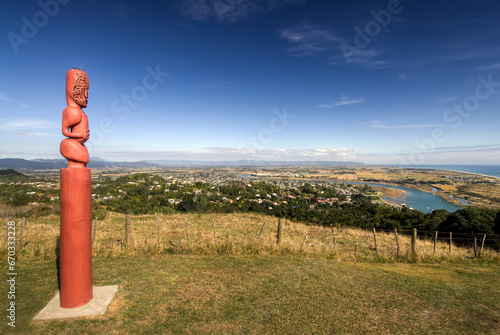 View of Whakatane township from Kohi Point Lookout, North Island, New Zealand