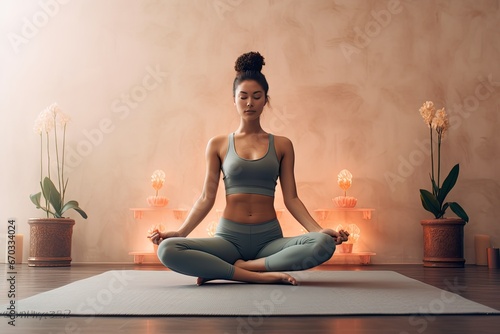 home yoga doing woman beauty asian young   yoga gym fitness health training woman beauty asia asian china chinese people 1 female girl young youth fashion day room living room home portrait