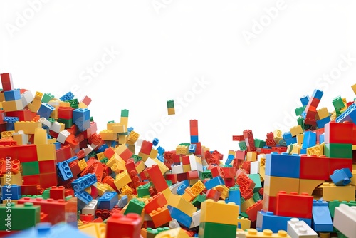 blocks building Plastic toy block background wall frame blank brick structure wit ground pattern school game day care center children childhood modern isolated blue stone architect lego © sandra
