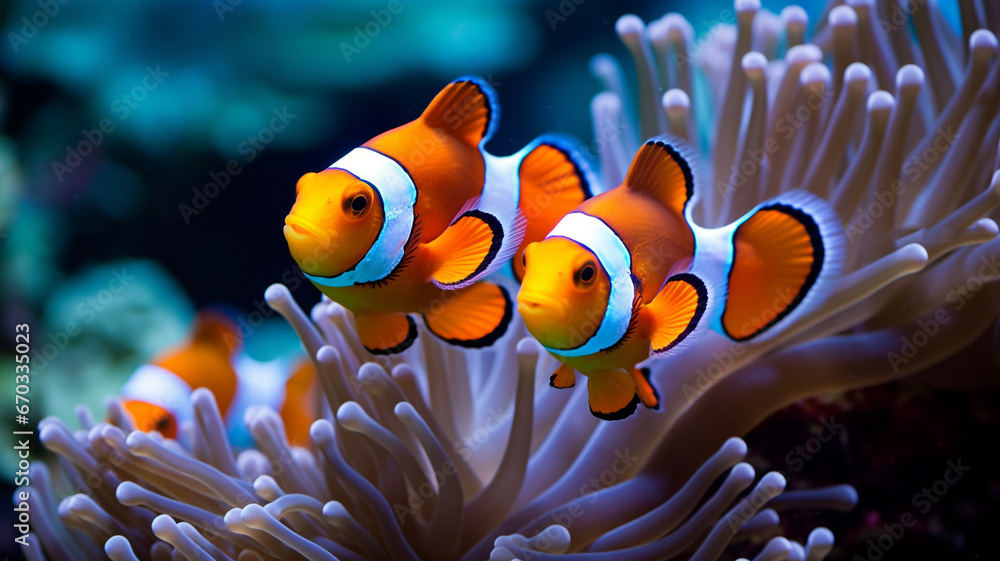 Nemo Aquatic animals under water. - obrazy, fototapety, plakaty 