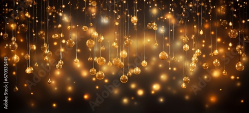 golden christmas lights on black background