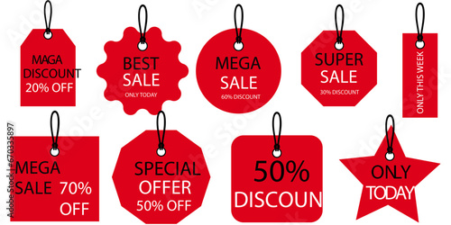 Flat design sale tag set Vector illustration