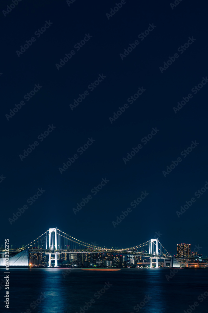 Obraz premium ライトアップされたレインボーブリッジと東京都心の夜景