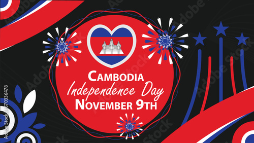 Cambodia Independence Day vector banner design. Happy Cambodia Independence Day modern minimal graphic poster illustration.