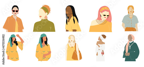 Full Set of Woman in Bohemian Style   Fashion Silhouette