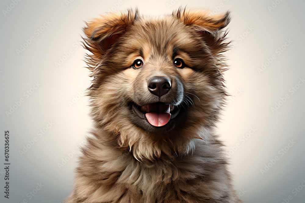 Caucasian Shepherd Dog on a white background. Adorable 3D cartoon animal portrait. Caucasian Shepherd Dog on a white background. Adorable 3D cartoon animal portrait.
