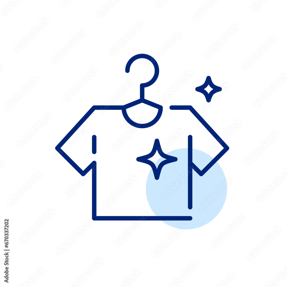 Laundry service symbol. Sparkling clean t shirt. Pixel perfect, editable stroke icon Laundry service symbol. Sparkling clean t shirt. Pixel perfect, editable stroke icon