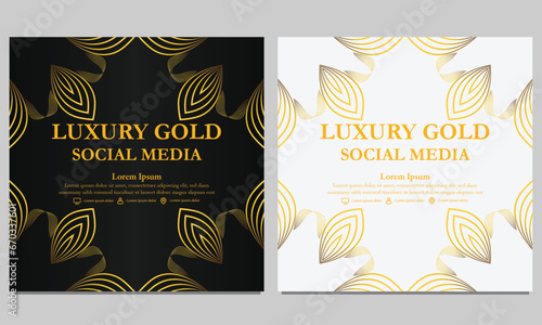 elegant golden floral social media template. suitable for social media post, web banner, cover and card