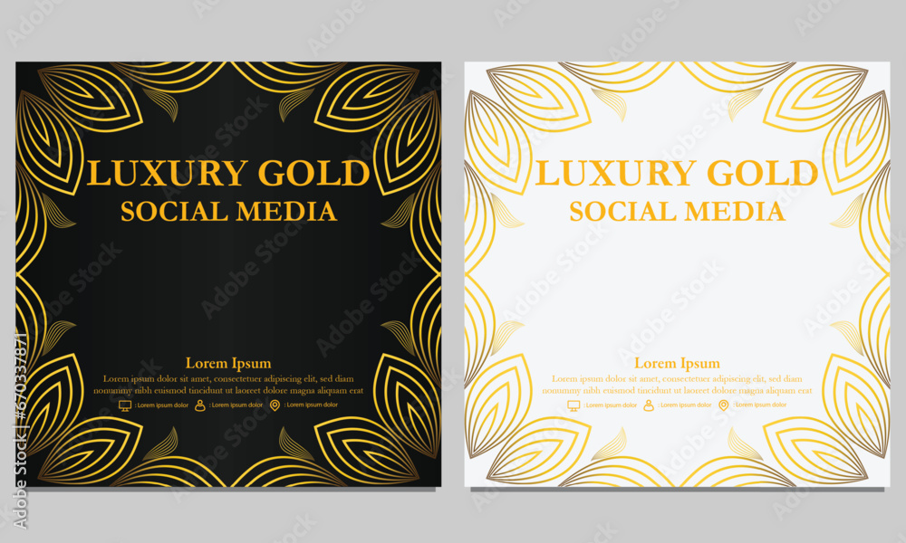 elegant golden floral social media template. suitable for social media post, web banner, cover and card elegant golden floral social media template. suitable for social media post, web banner, cover and card