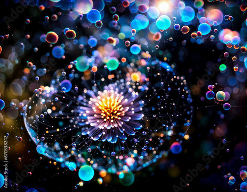 花が水面に落ちた瞬間 動きのある抽象的背景画像 Moment Flower Falls on Water Abstract Background Image with Motion