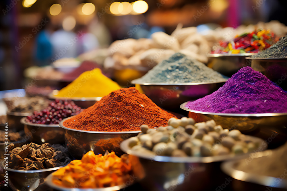 Fototapeta premium Spices in the market, colorful spices