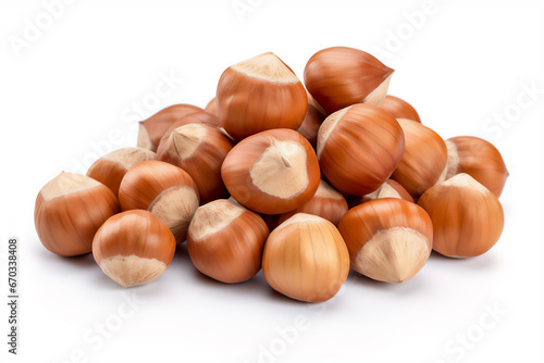 Hazelnuts isolated on white photo
