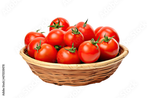basket of tomatoes on isolated transparent background