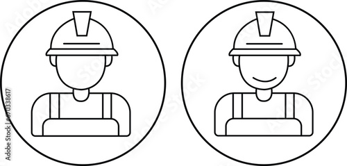 Construction worker icons Set. Labor, builder, employee, hardhat concept. outline style editable stock. line vector design illustration isolated on Transparent background. Person Profile Avatar.