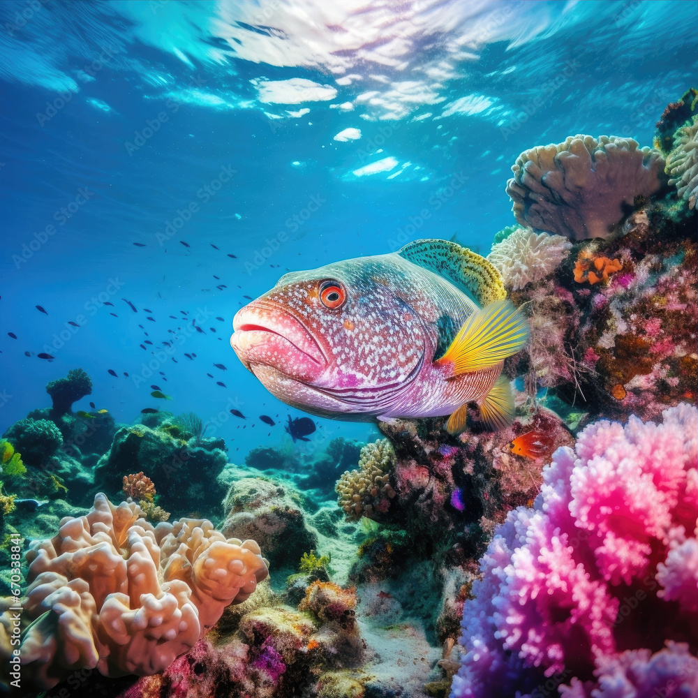 Fototapeta premium Colorful Underwater Wonderland Capturing the Vibrant Marine Life