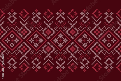 Red traditional ethnic pattern paisley flower Ikat background abstract Aztec African Indonesian Indian seamless pattern for fabric print cloth dress carpet curtains and sarong