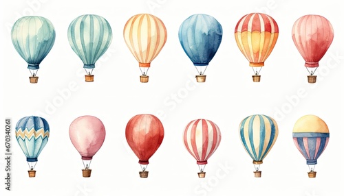 Hot Air Balloon Watercolor Collection Illustration