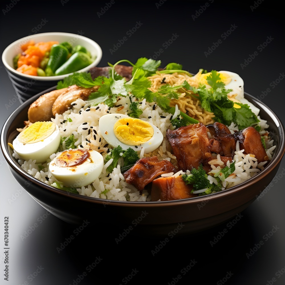 rice with chicken and egg, generative AI rice with chicken and egg, generative AI