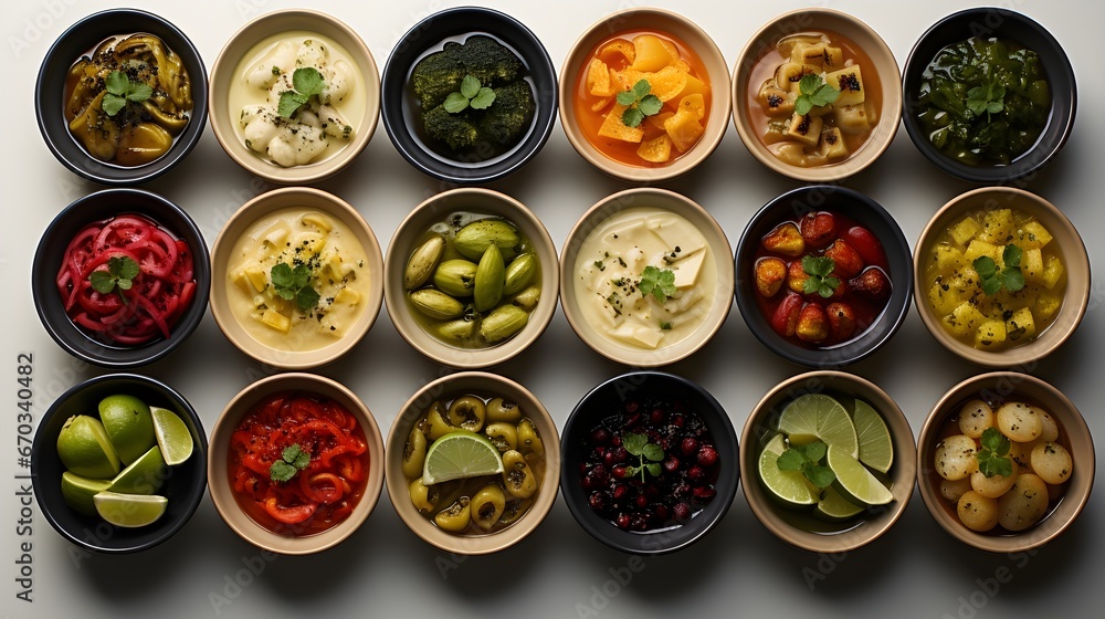 Set of food dish, Raw food materials, Generateive AI Set of food dish, Raw food materials, Generateive AI