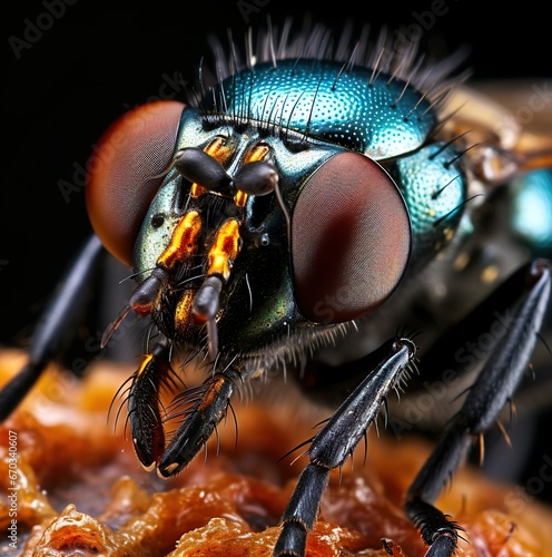 close up of a fly on black background  © Adi