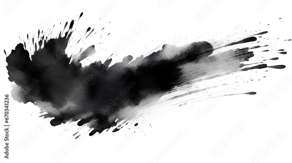 Obraz premium The brush stroke is black and the texture is on a white background.
