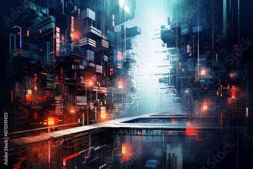Intricate abstract cyberpunk design capturing the energy of a digital future