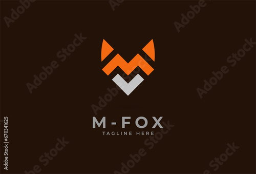 Initial Letter M Fox logo. letter M forming fox head combination. vector illustration