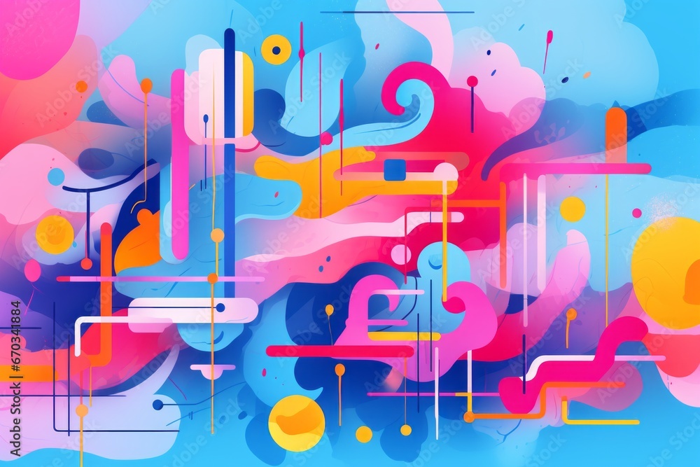 Playful and vibrant social media background with abstract shapes and lines Playful and vibrant social media background with abstract shapes and lines