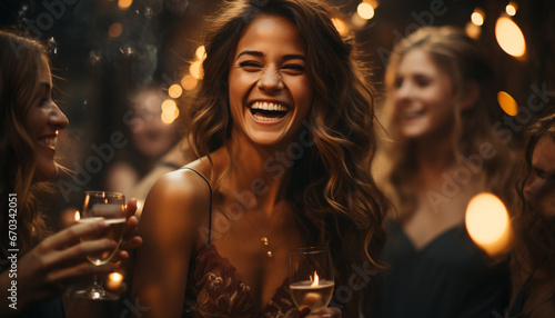 Young women enjoying a carefree night of party and celebration generated by AI