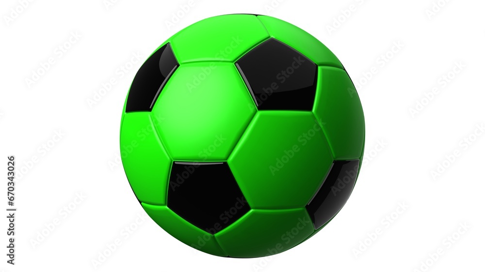 Green soccer ball on white background.
3d illustration.
