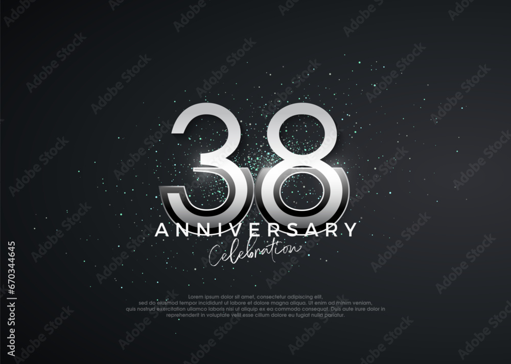 Simple and elegant numbers. 38th anniversary celebration. Premium vector for poster, banner, celebration greeting.
