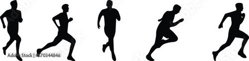 set of Running Man Clip Art, man fast run icon, rush icon vector, running man Animation sprite Sport. Run. Active fitness. Exercise and athlete. Variety of sport movements. Flat vector, the running de