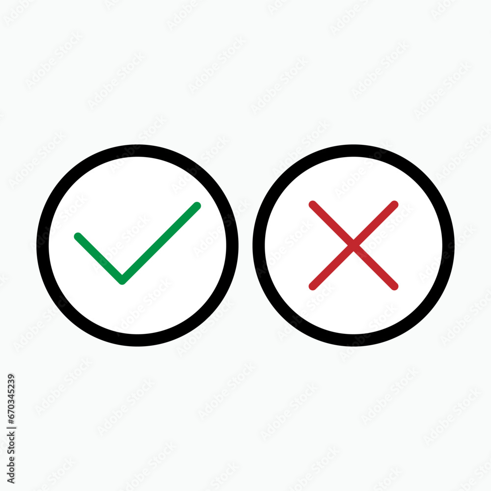 Check Mark and Cross Icon. Agree , Disagree. Choice, Polling Symbol for Design Elements, Websites, Presentation and Application - Vector. Check Mark and Cross Icon. Agree , Disagree. Choice, Polling Symbol for Design Elements, Websites, Presentation and Application - Vector.
