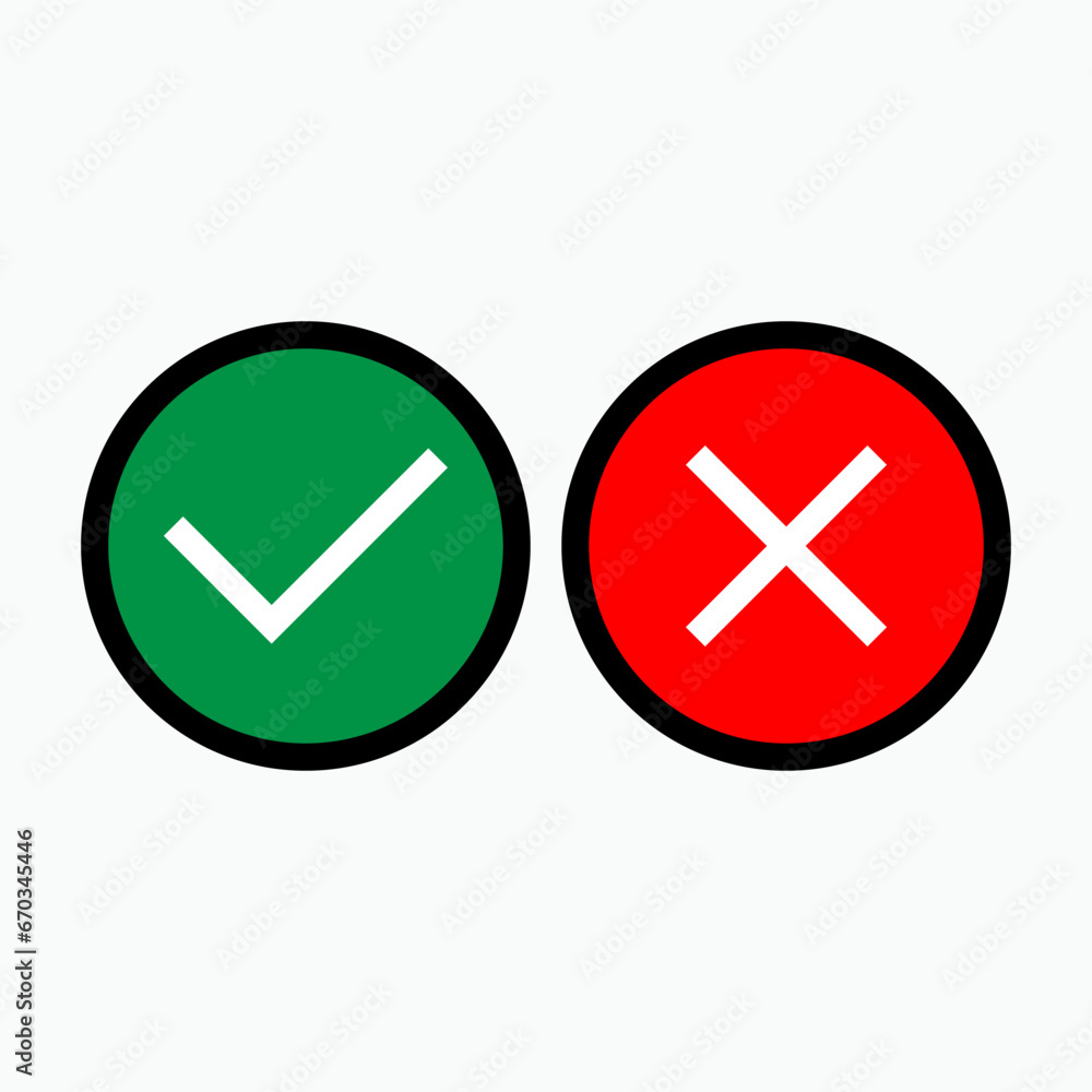 Check Mark and Cross Icon. Agree , Disagree. Choice, Polling Symbol for Design Elements, Websites, Presentation and Application - Vector. Check Mark and Cross Icon. Agree , Disagree. Choice, Polling Symbol for Design Elements, Websites, Presentation and Application - Vector.
