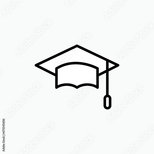 Graduation Cap Icon. Academy, College. Intellectual, Educated People Symbol.