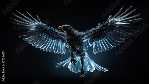 eagle, large bird of prey on a black background, art, fantasy, unusual bright predator © kichigin19