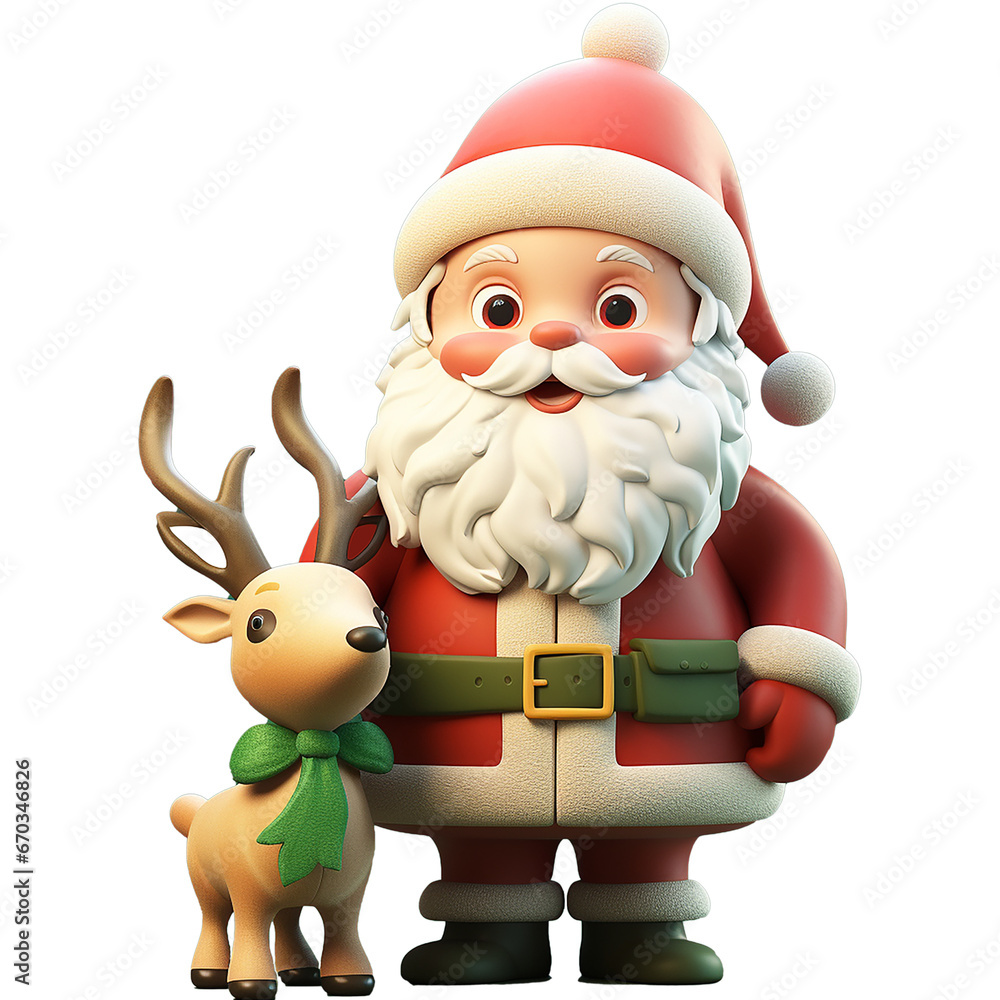Santa claus, 3D charactor illustration made by Generative AI. PNG Santa for Christmas and New year decoration.