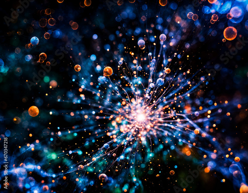 スパークする光のきらめきとネットワーク宇宙の抽象的背景 Sparkling Lights and Abstract Backgrounds of the Networked Universe