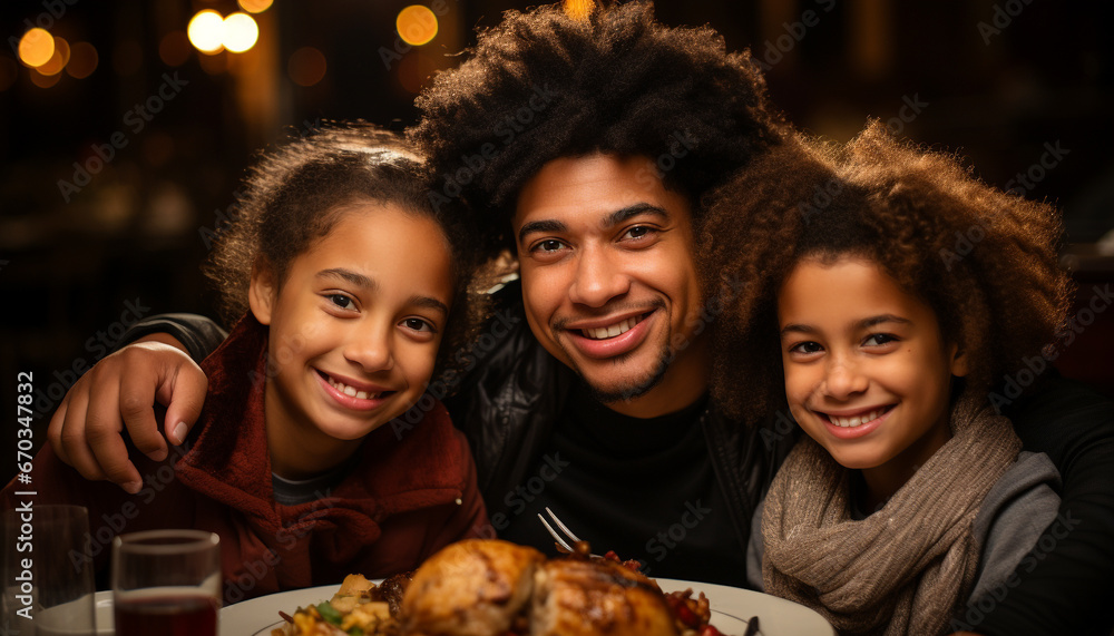 A joyful family celebration, smiling together, love and happiness generated by AI A joyful family celebration, smiling together, love and happiness generated by AI