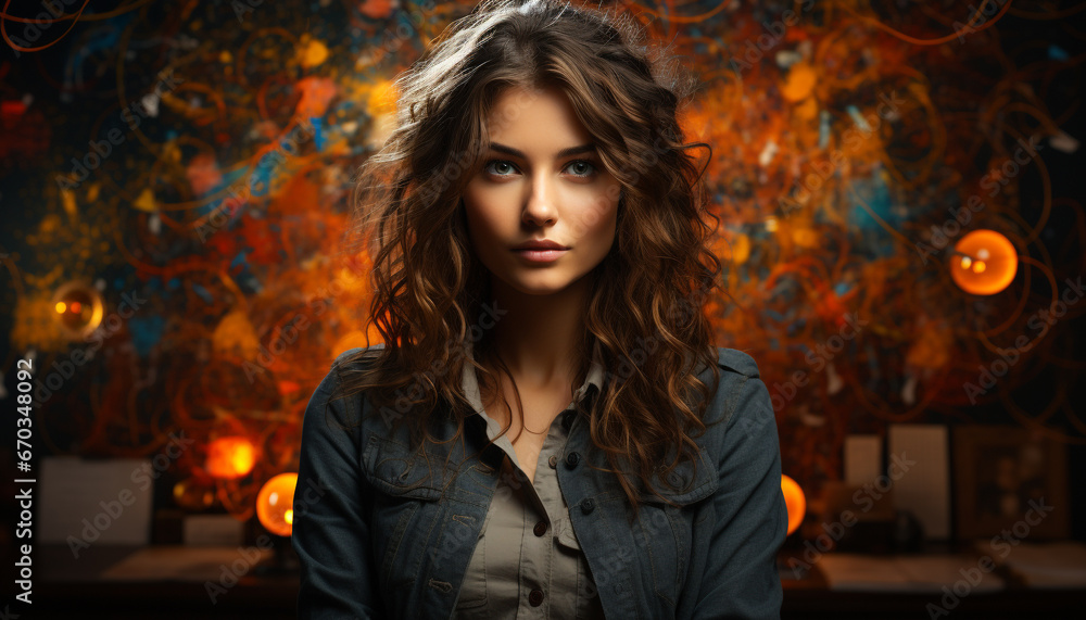 A beautiful young woman, fashion model, looking at camera generated by AI A beautiful young woman, fashion model, looking at camera generated by AI
