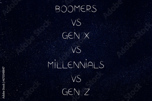 generations in society, list of names from boomers to gen z including gen x and millennials
