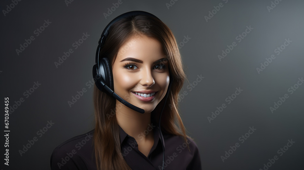 Young woman call center working in the office Young woman call center working in the office